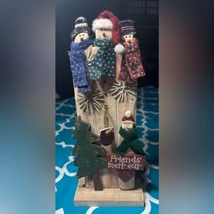 Hand-crafted Wooden Christmas Snowmen Decoration EPC